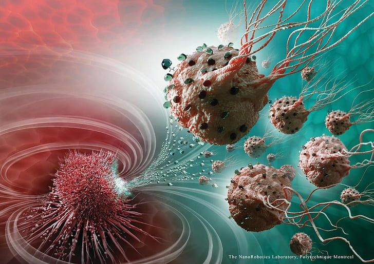 digital art science bacteria nanorobots viruses science fiction laboratories veins, HD wallpaper