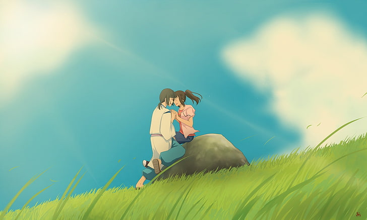 센과 치히로의 행방 불명, Studio Ghibli, 애니메이션 소녀들, 하늘, HD 배경 화면