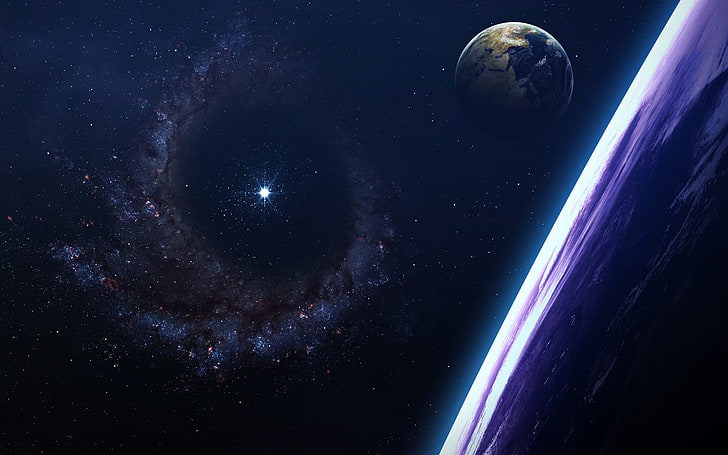 Galaxieillustration, Raum, Planet, HD-Hintergrundbild