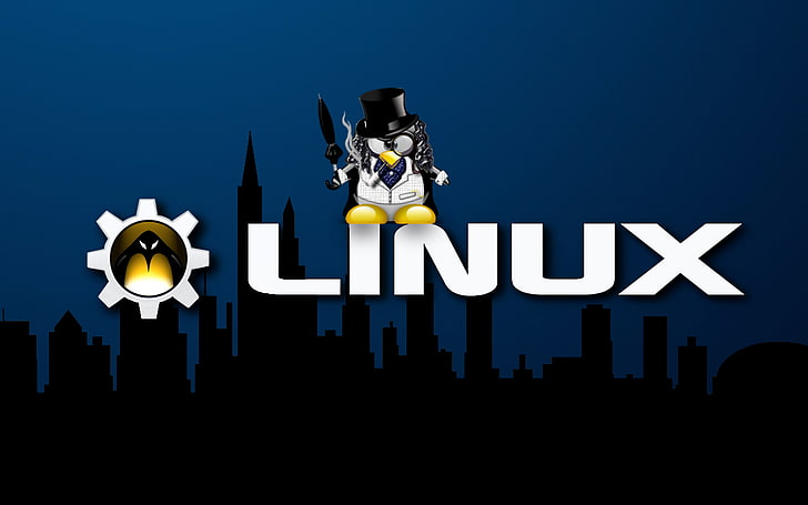 Linux, Tux, pingwiny, logo, Tapety HD