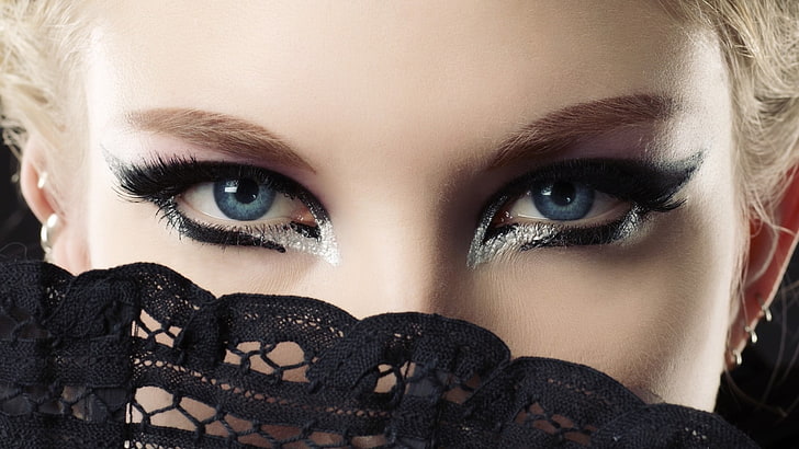 mulheres, loiras, olhos azuis, maquiagem, rosto, olhos, HD papel de parede