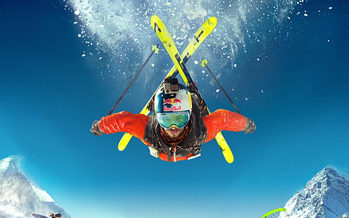 スキー、レッドブル、雪、スポーツ、 HDデスクトップの壁紙 HD wallpaper