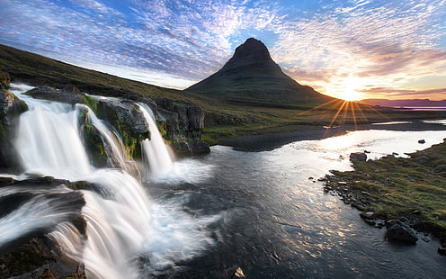 Wasserfälle, Landschaft, Wasserfall, Sonnenlicht, Himmel, Wolken, Natur, Brasilien, Cachoeira do Sol, HD-Hintergrundbild HD wallpaper