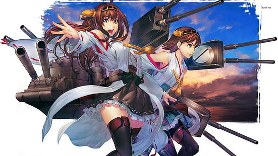مجموعة Kantai ، فتيات الأنمي ، Kongou (KanColle) ، أنيمي ، Hiei (KanColle)، خلفية HD HD wallpaper