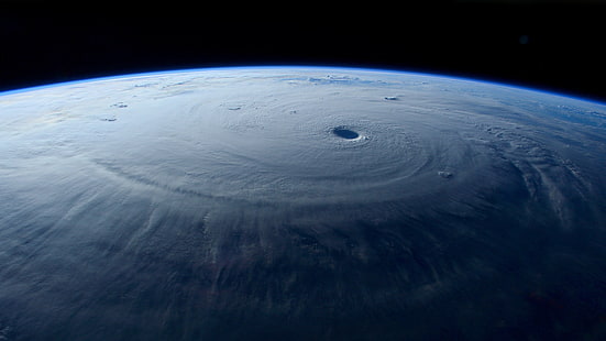 Тайфун, ураган, Земля, атмосфера, космос, облака, HD обои HD wallpaper