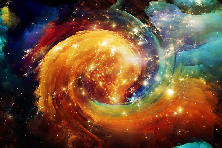 multicolored spiral abstract wallpaper, space, stars, the universe, Universe, background, astral, HD wallpaper