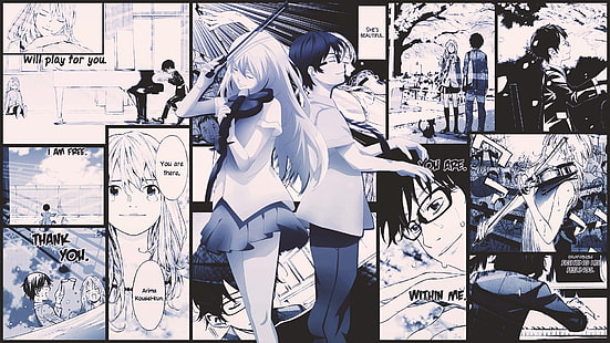 manga book page, Shigatsu wa Kimi no Uso, Miyazono Kaori, Arima Kousei, manga, HD wallpaper HD wallpaper