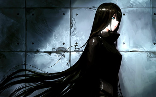 anime, noir, fille, goth, gothique, otaku, Fond d'écran HD HD wallpaper