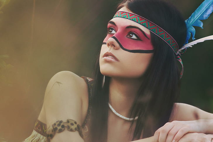 Women, Native American, Brown Eyes, Brunette, Girl, Model, Woman, HD wallpaper