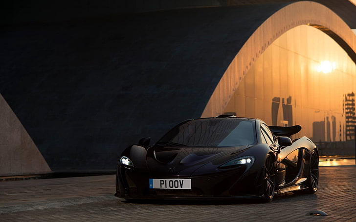 black coupe, car, McLaren P1, McLaren, HD wallpaper