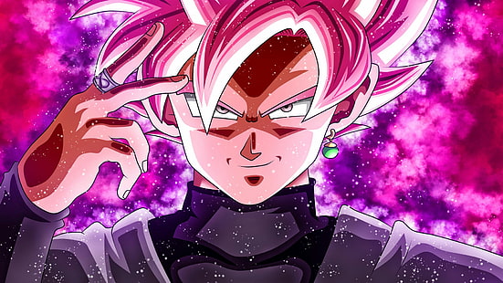Fondo de pantalla de Goku Black, anime, dragon ball, negro, goku, rosa, Fondo de pantalla HD HD wallpaper
