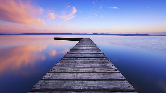 Lake, calm, pier, clouds, beautiful scenery, lake, calm, pier, clouds, beautiful scenery, HD wallpaper HD wallpaper