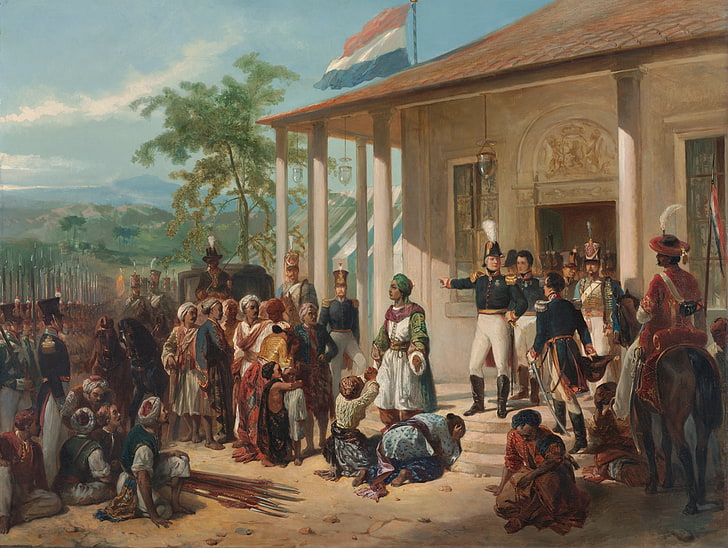 Lukisan, Nicolaas Pieneman, Pengajuan Pangeran Dipo Negoro Jenderal De Ko, -, Ck, Wallpaper HD
