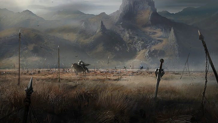 PC game illustration, nature, horse, warrior, HD wallpaper