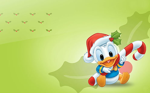 Disney Cartoon Mickey, ilustracja Kaczor Donald, Kreskówki, zielony, kreskówka, kaczka, disney, tło, Tapety HD HD wallpaper