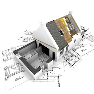 3D изглед бели архитектурни къщи визуализират 2194x2206 Архитектурни къщи HD Art, бял, 3D изглед, HD тапет HD wallpaper