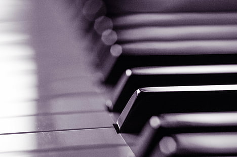 piano keys selective focus photography, BW, Close-Up, piano, keys, selective focus, photography, Black and White, BandW, Contrast, Black  White, music, musical Instrument, key, piano Key, classical Music, HD wallpaper HD wallpaper