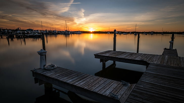 fishing boat dock during sunset, florida, florida, Key Largo, sunset - Florida, United States, Landscape photography, fishing boat, boat dock, sunset, natural, calm, peaceful, nature, reflection, boats, orange, sea, ocean, outside, photography, sky, boat, geotagged  photo, key islands, prints, landscape, outdoors, pink, florida, tranquil, outdoor, landscapes, horizontal, long exposure, yellow, photograph, scenery, wood, travel, cloud  print, water, depth, seascape, usa, coast, clouds, fine art, portfolio, pier, dusk, night, harbor, jetty, lake, wood - Material, HD wallpaper