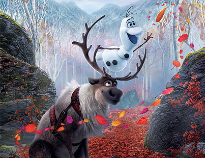 Movie, Frozen 2, Olaf (Frozen), Sven (Frozen), HD тапет HD wallpaper
