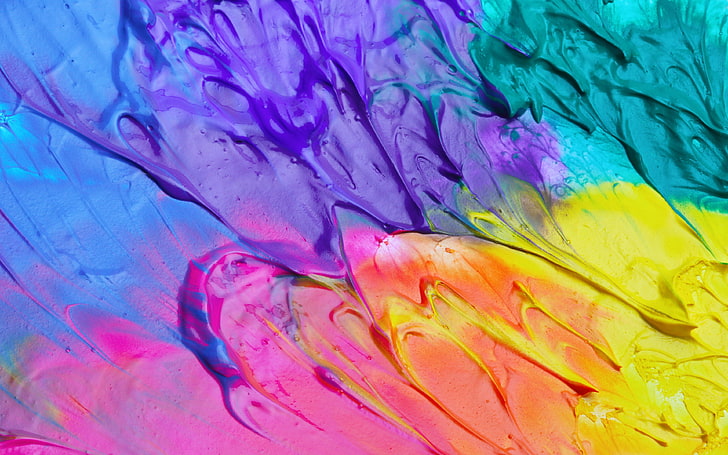 abstract painting, colorful, paint splash, purple, HD wallpaper