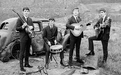 เพลง The Beatles ขาวดำวงดนตรี, วอลล์เปเปอร์ HD HD wallpaper