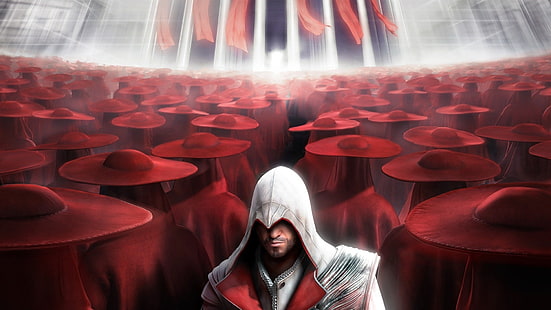 Assassin's Creed дигитална живопис, Assassin's Creed, видео игри, Ezio Auditore da Firenze, HD тапет HD wallpaper