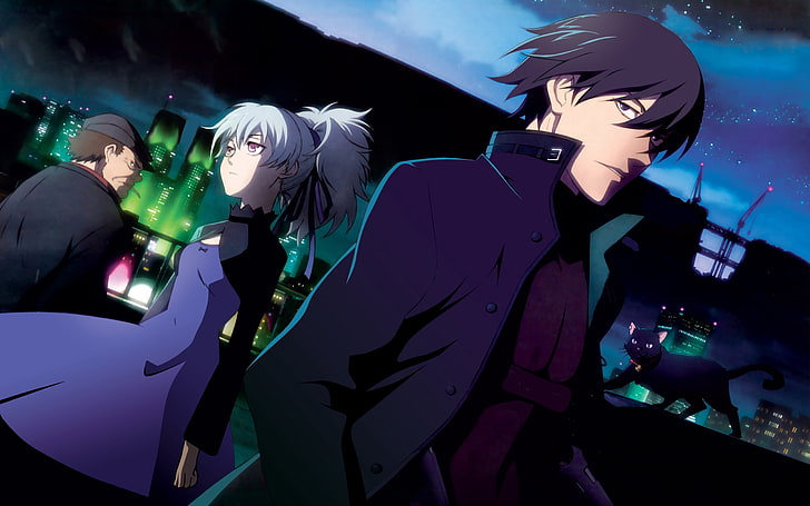 schwarzhaarige männliche Anime Charakter Illustration, dunkler als schwarz, männlich, weiblich, Abend, HD-Hintergrundbild