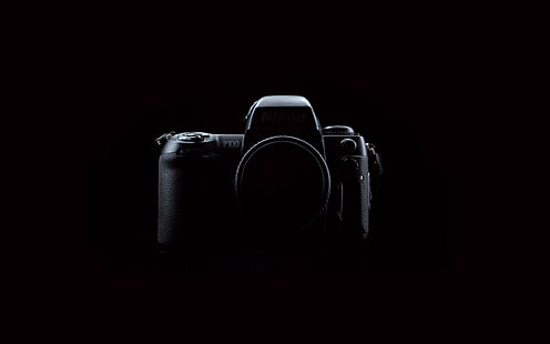 fotocamera DSLR nera, fotocamera, nera, chiara, grigia, Sfondo HD HD wallpaper