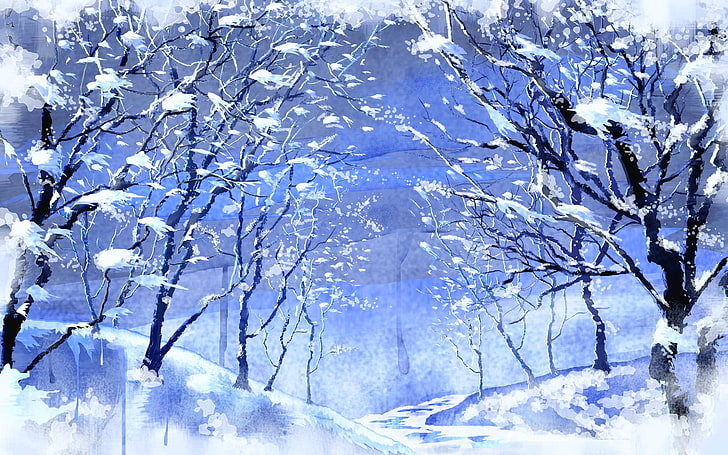 الشتاء والثلج والطبيعة، خلفية HD