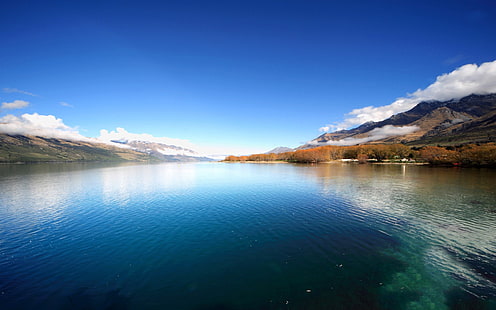 ясно планинско езеро-Красива природа тапет, спокойни води, HD тапет HD wallpaper