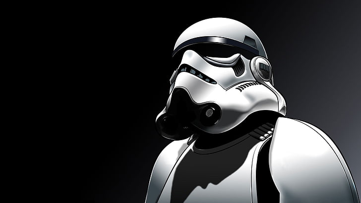 Star Wars Stormtrooper التوضيح ، الفن الرقمي ، حرب النجوم ، جندي العاصفة ، الأسود ، الأبيض ، الظل، خلفية HD