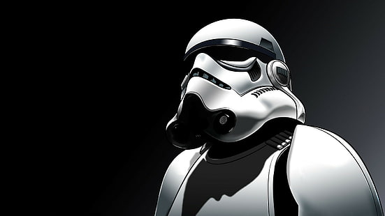 Star Wars, digital art, black, white, stormtrooper, shadow, HD wallpaper HD wallpaper