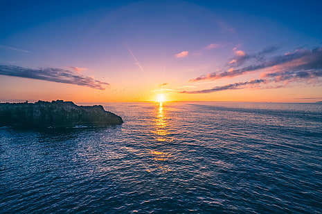 日没時の島のパノラマ写真、日の出、パノラマ写真、島、日没、日の出、FE、35mm、F4、ZA、OSS、静岡、ビーチ、ILCE-7M2、朝の光、海、自然、海岸線、空、夕暮れ、風景、風景、太陽、 HDデスクトップの壁紙 HD wallpaper