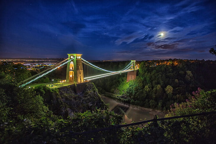 Bridges, Clifton Suspension Bridge, Bridge, England, Forest, Tree, HD wallpaper
