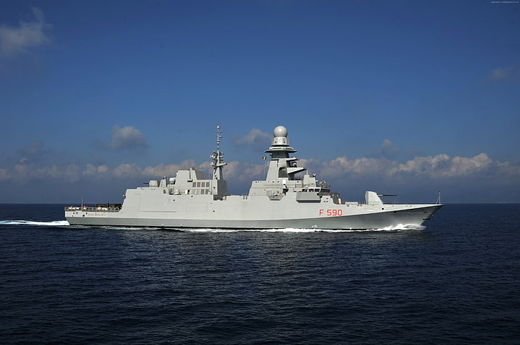 Italy, Carlo Bergamini, frigate, warship, F 590, Italian Navy, FREMM, HD wallpaper