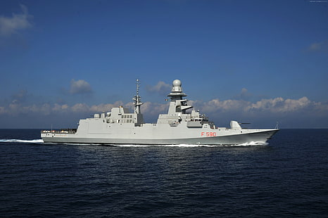 Włochy, Carlo Bergamini, fregata, okręt wojenny, F 590, marynarka włoska, FREMM, Tapety HD HD wallpaper