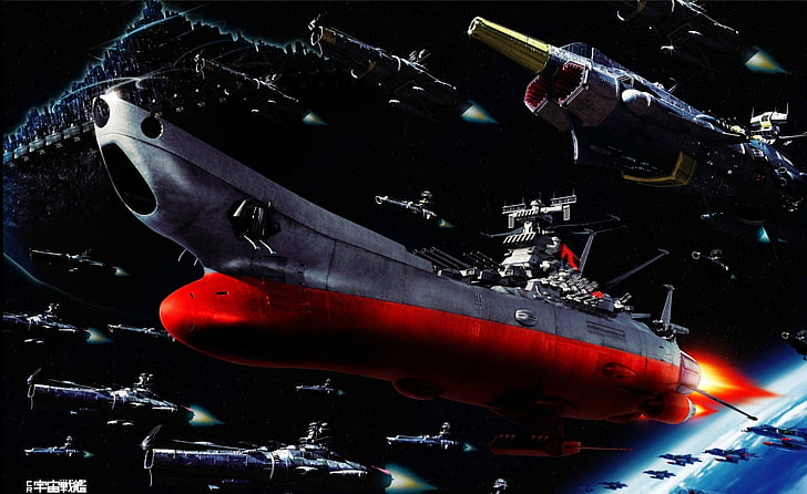 Аниме, космически боен кораб Ямато, боен кораб, футуристичен, научнофантастичен, космически кораб, военен кораб, HD тапет