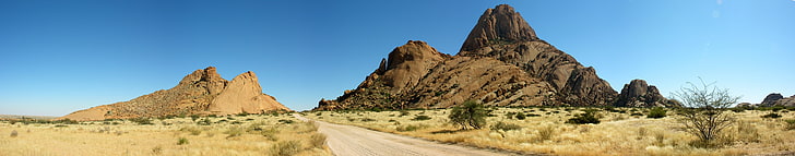 brązowa góra, niebo, piasek, natura, zdjęcie, droga, góry, trawa, skały, drzewa, pustynia, panorama, kamienie, Afryka, krajobraz, Namibia, RPA, Sawanna, Kusti, Tapety HD
