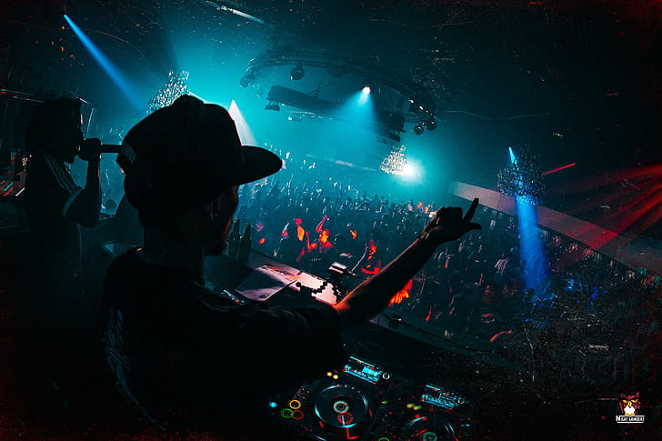 Riddim Dubstep, DJ, dark, crowds, Wallpaper HD
