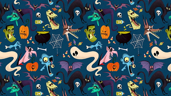 modello, halloween, divertente, fantasma, grafica, Sfondo HD HD wallpaper