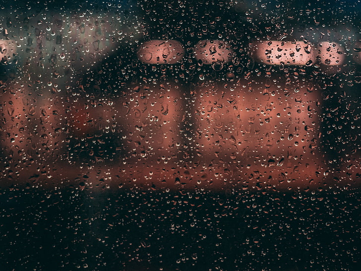 glass window, drops, glass, rain, moisture, HD wallpaper
