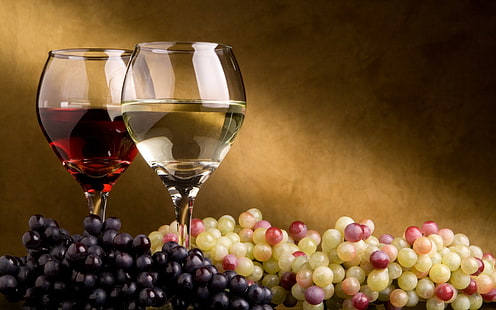 alcool, vino, uva, cibo, bicchiere, Sfondo HD HD wallpaper