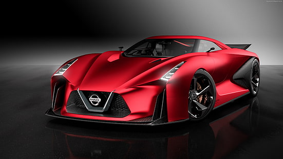 Nissan 2020 Vision Gran Turismo, червен, скорост, концепция, спортен автомобил, Nissan, тест драйв, луксозни автомобили, суперавтомобил, HD тапет HD wallpaper
