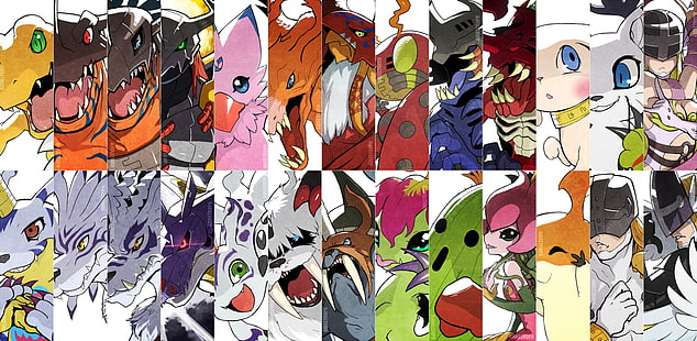vit, röd och grön abstrakt målning, anime, Digimon, Digimon Tri, HD tapet HD wallpaper