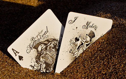 Ace hitam kartu bermain sekop, pasir, kartu, makro, Joker, warna, topi, kerangka, ACE, sepeda, coklat, silinder, karnaval, Wallpaper HD HD wallpaper