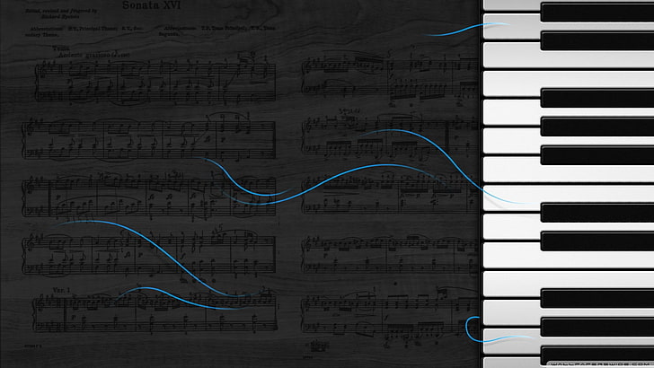notes de piano, piano, musique, coloration sélective, Fond d'écran HD