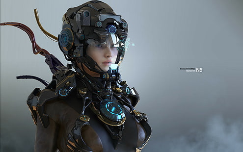 robot, Martin GAO, futuristic, cyborg, 3D, digital art, fantasy girl, women, HD wallpaper HD wallpaper