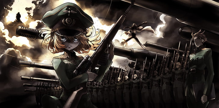 illustrazione di donna soldato, Anime, Youjo Senki, Tanya Degurechaff, Sfondo HD