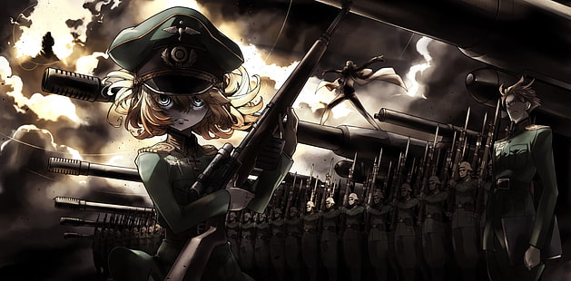 Ilustración de mujer soldado, Anime, Youjo Senki, Tanya Degurechaff, Fondo de pantalla HD HD wallpaper