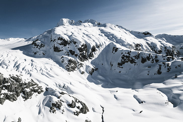 snow covered mountain, mountains, snow, vertex, HD wallpaper